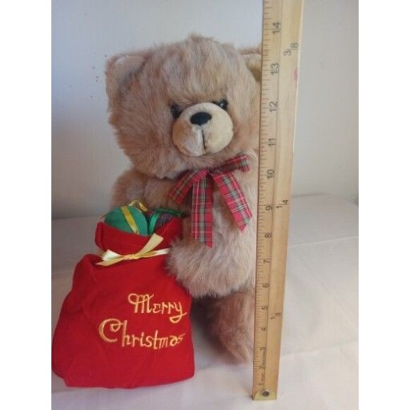 VINTAGE GOFFA CHRISMAS TEDDY BEAR   14" INC PLUSH STUFFED ANIMAL TOY - Picture 6 of 6